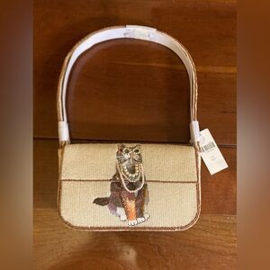 Anthropologie The Fiona Beaded Bag Animal Edition SASSY CAT HARD TO FIND NWT New